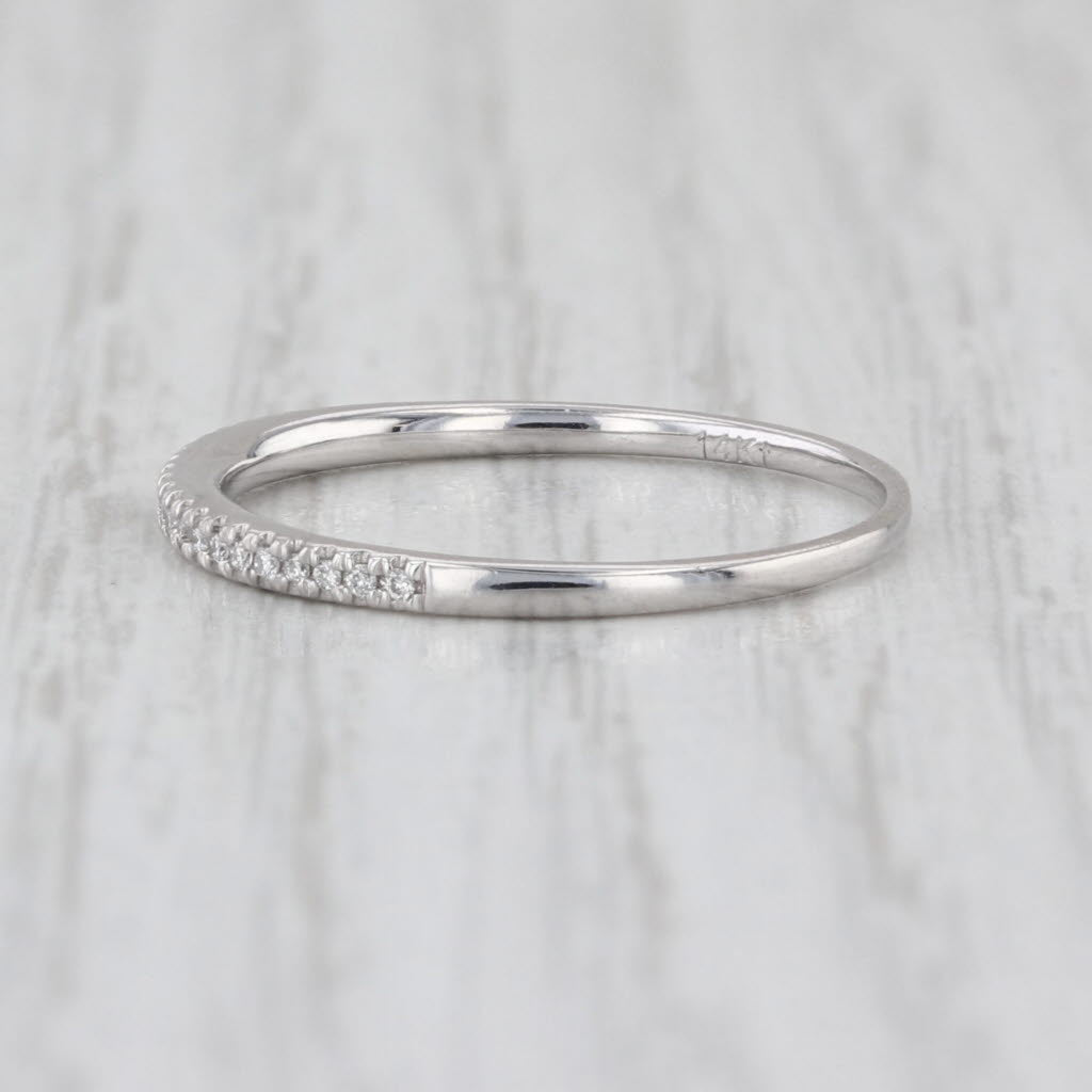 Diamond Accented Wedding Band Stackable Ring 14k White Gold Size 7.25