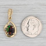 Gray Ammolite Triplet Pendant 18k Yellow Gold Oval Solitaire Drop