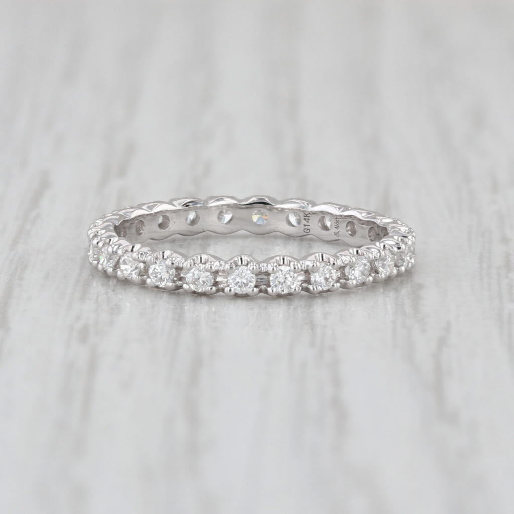 New 0.46ctw Diamond Eternity Ring 14k White Gold Size 6 Wedding Stackable Band