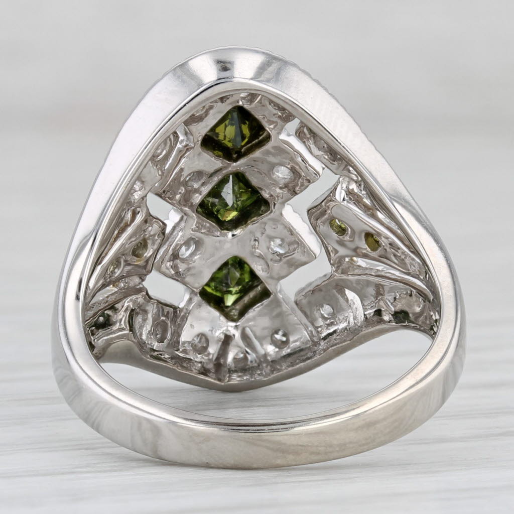 Gray 0.57ctw Green White Diamond Ring 10k White Gold Size 7 Cocktail