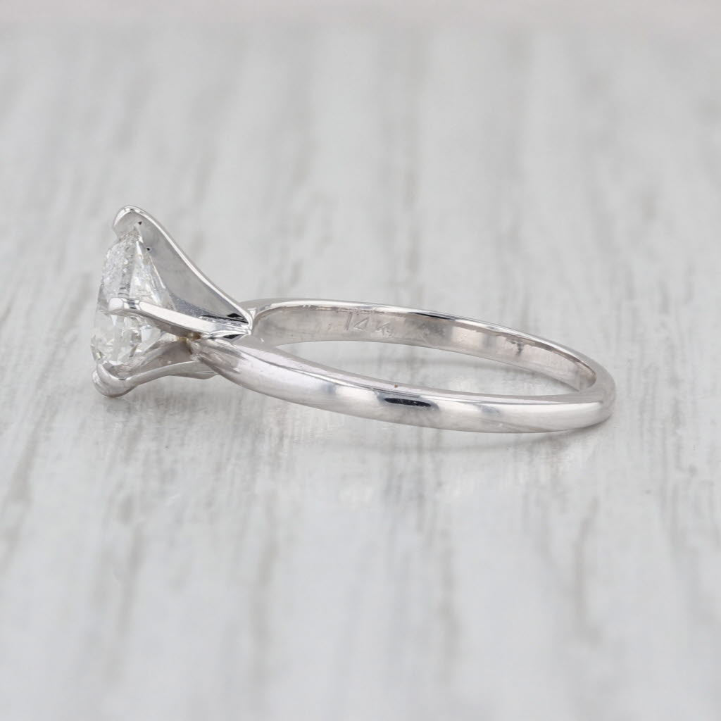1.03ct Pear Brilliant Diamond Solitaire Engagement Ring 14k White Gold Size 6.25