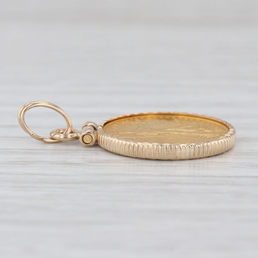 1990 1/10oz 999 Fine Gold 5 Dollar Gold American Eagle Coin Pendant 14k Charm
