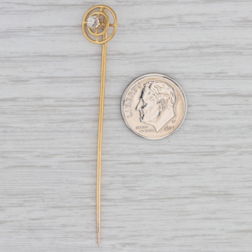 Gray Antique 0.15ct Diamond Solitaire Stickpin 14k Yellow Gold