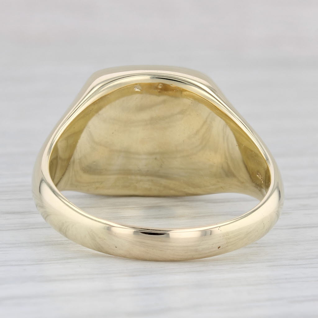 Gray Engravable Men's Signet Ring 14k Yellow Gold Size 14 Men's