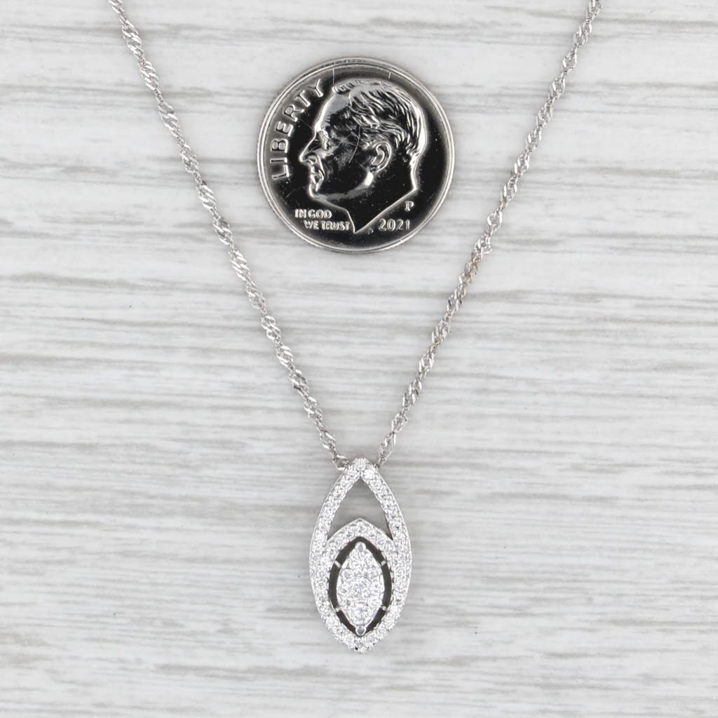 0.47ctw Diamond Pendant Necklace 18k White Gold 17.5" Singapore Chain