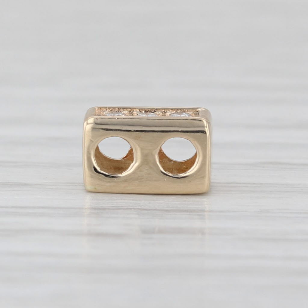 Diamond Small Spacer Slide Bracelet Charm 14k Yellow Gold Vintage Joshua