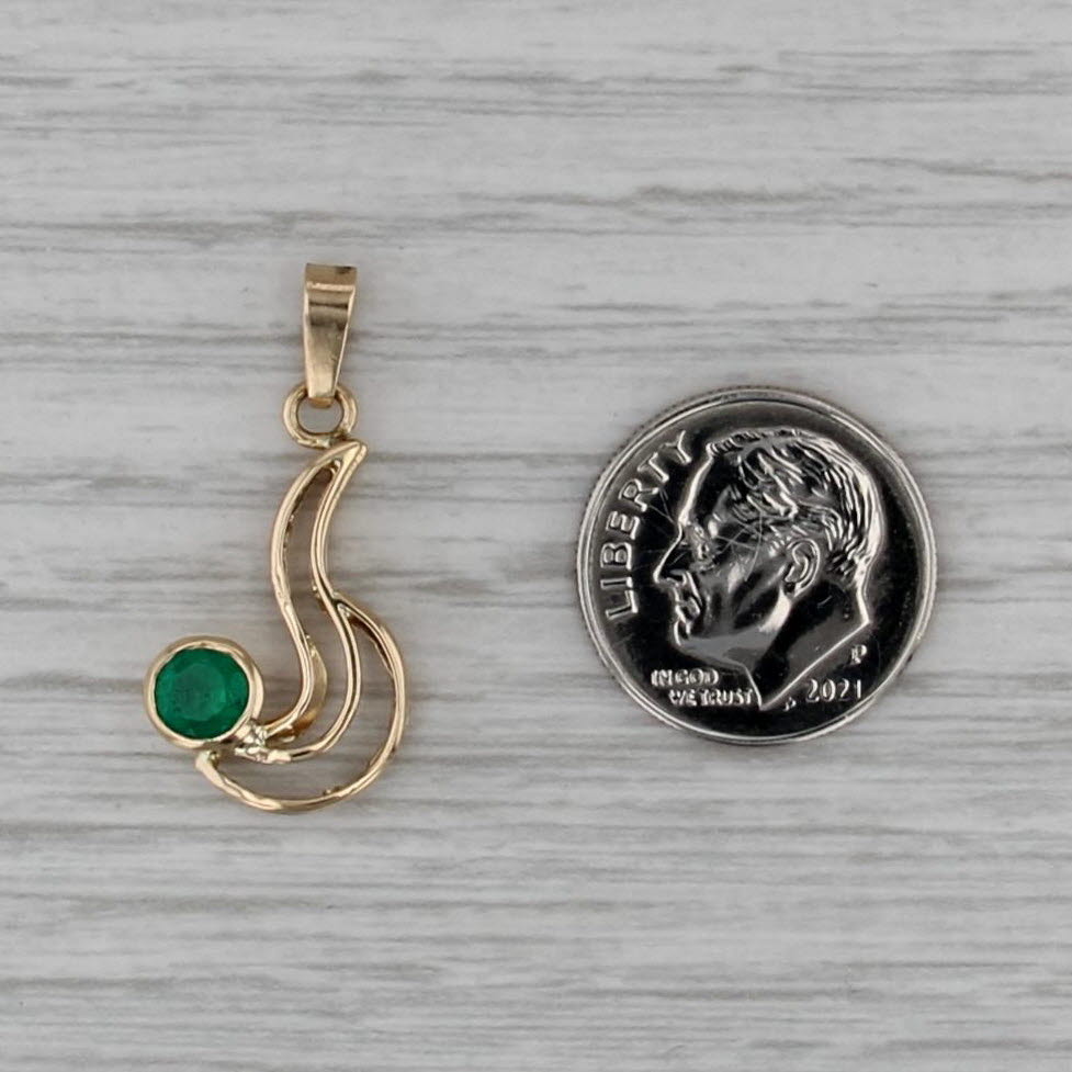 0.35ct Emerald Drop Pendant 18k Yellow Gold Round Solitaire
