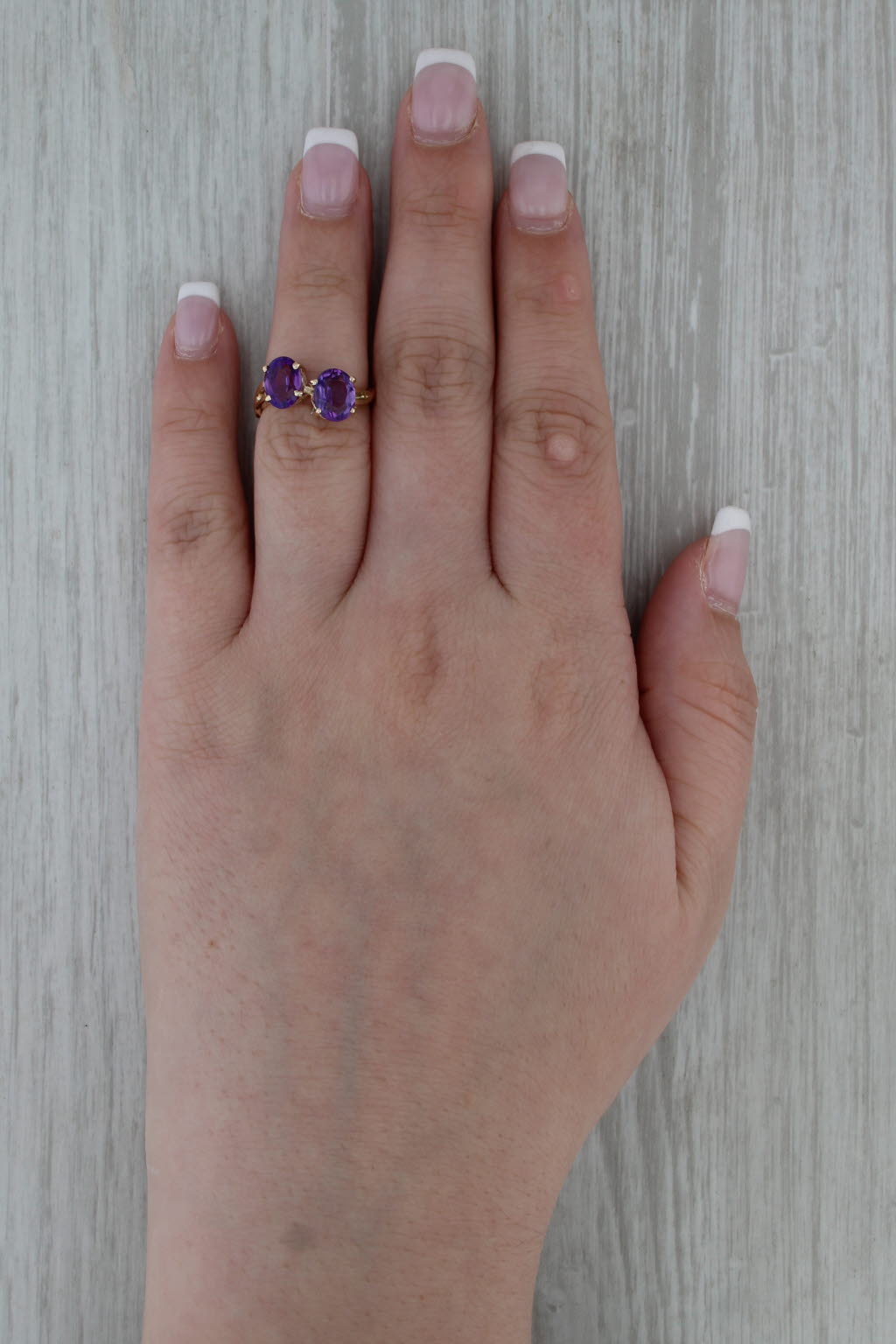 2.37ctw Oval Amethyst Bypass Ring 14k Yellow Gold Size 4.75