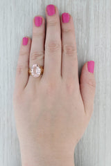 9.20ct Oval Pink Morganite Solitaire Ring 14k Yellow Gold Size 8.5