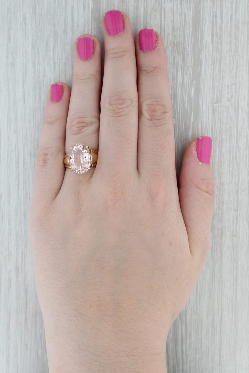 9.20ct Oval Pink Morganite Solitaire Ring 14k Yellow Gold Size 8.5