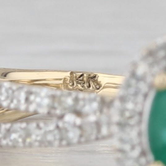 0.79ctw Oval Emerald Diamond Halo Ring 14k Yellow Gold Size 7.25 Engagement