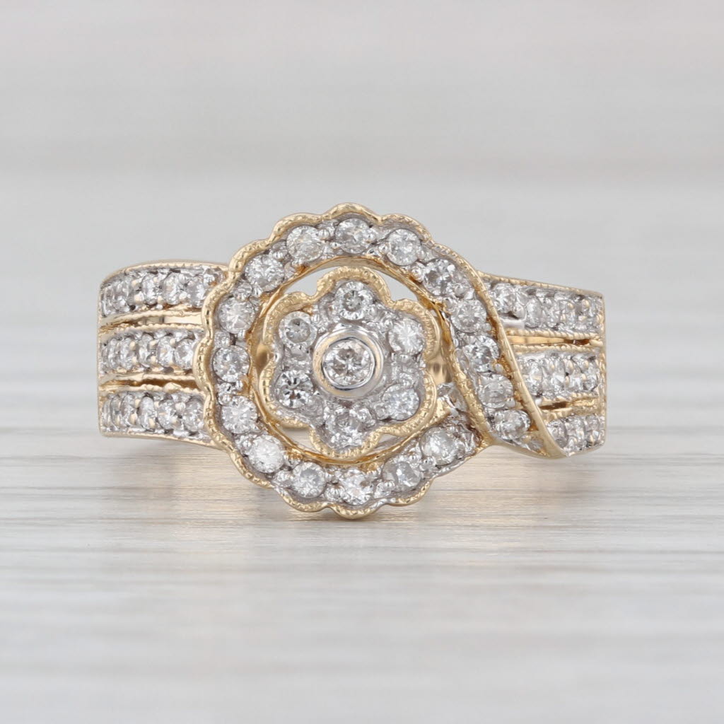 0.40ctw Diamond Flower Engagement Ring 14k Yellow Gold Size 5-5.25