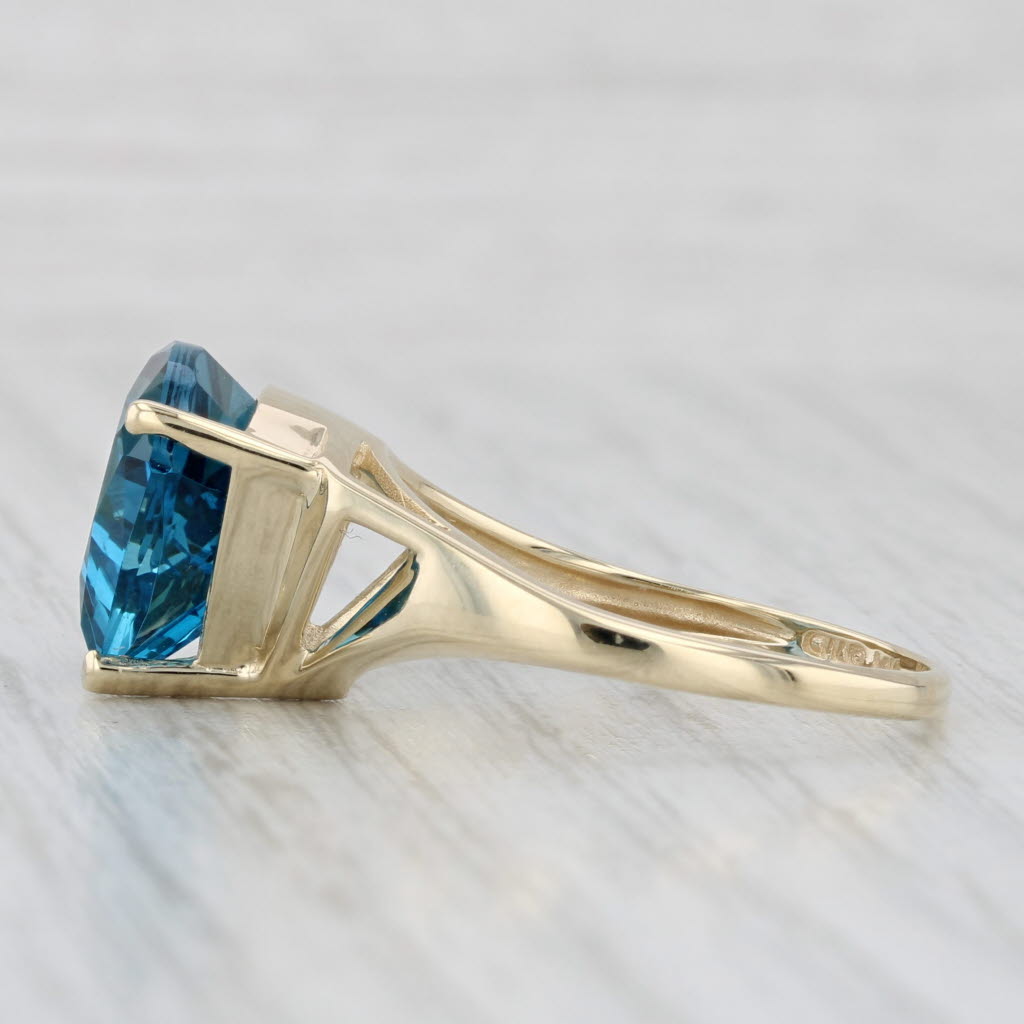 Light Gray 9.40ct London Blue Topaz Solitaire Ring 14k Yellow Gold Size 10