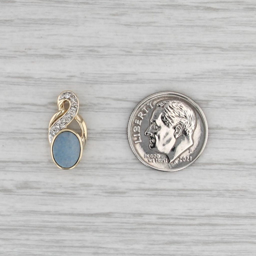 Opal Diamond Pendant 14k Yellow Gold Small Drop