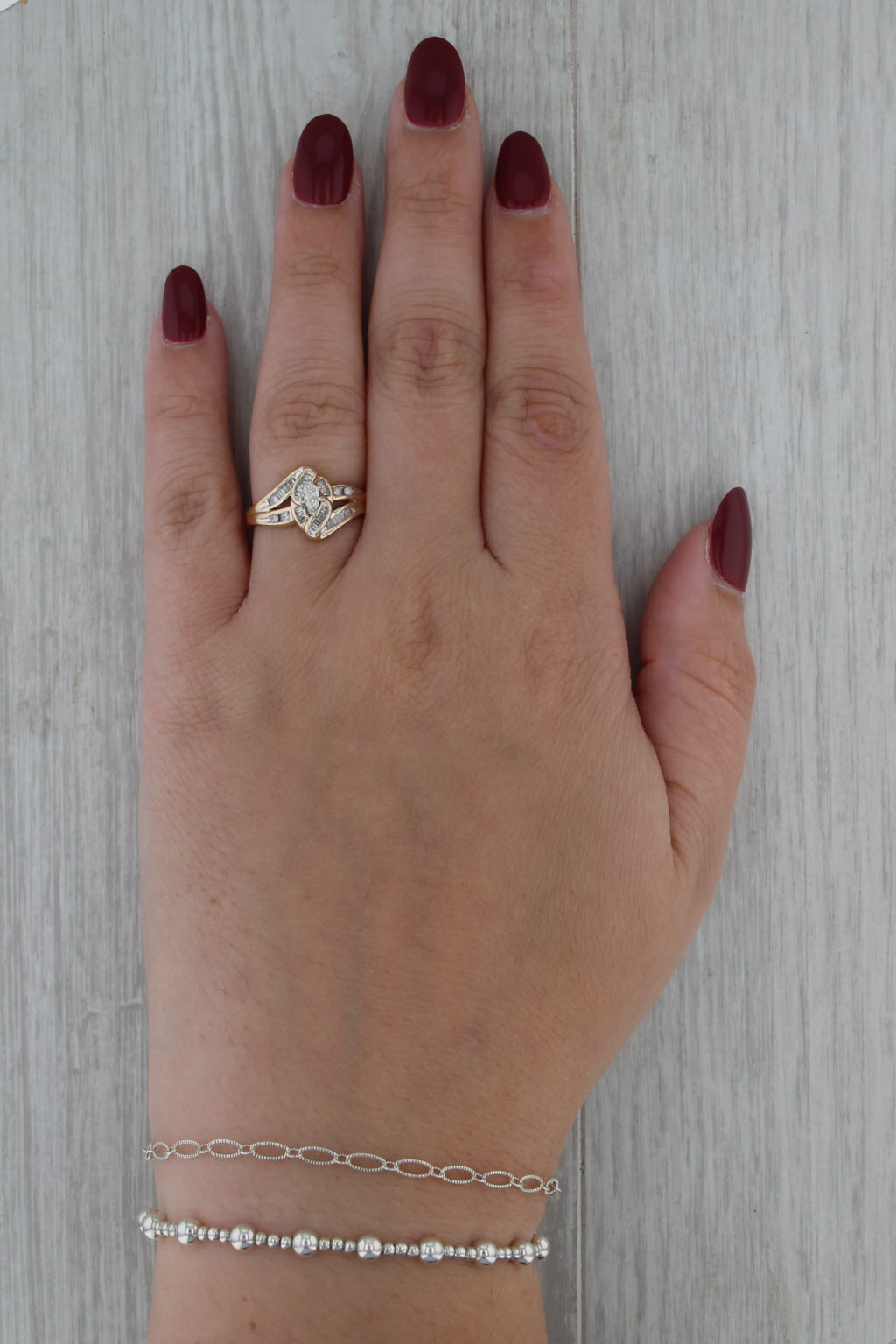 0.29ctw Marquise Diamond Bypass Engagement Ring 10k Yellow Gold Size 7