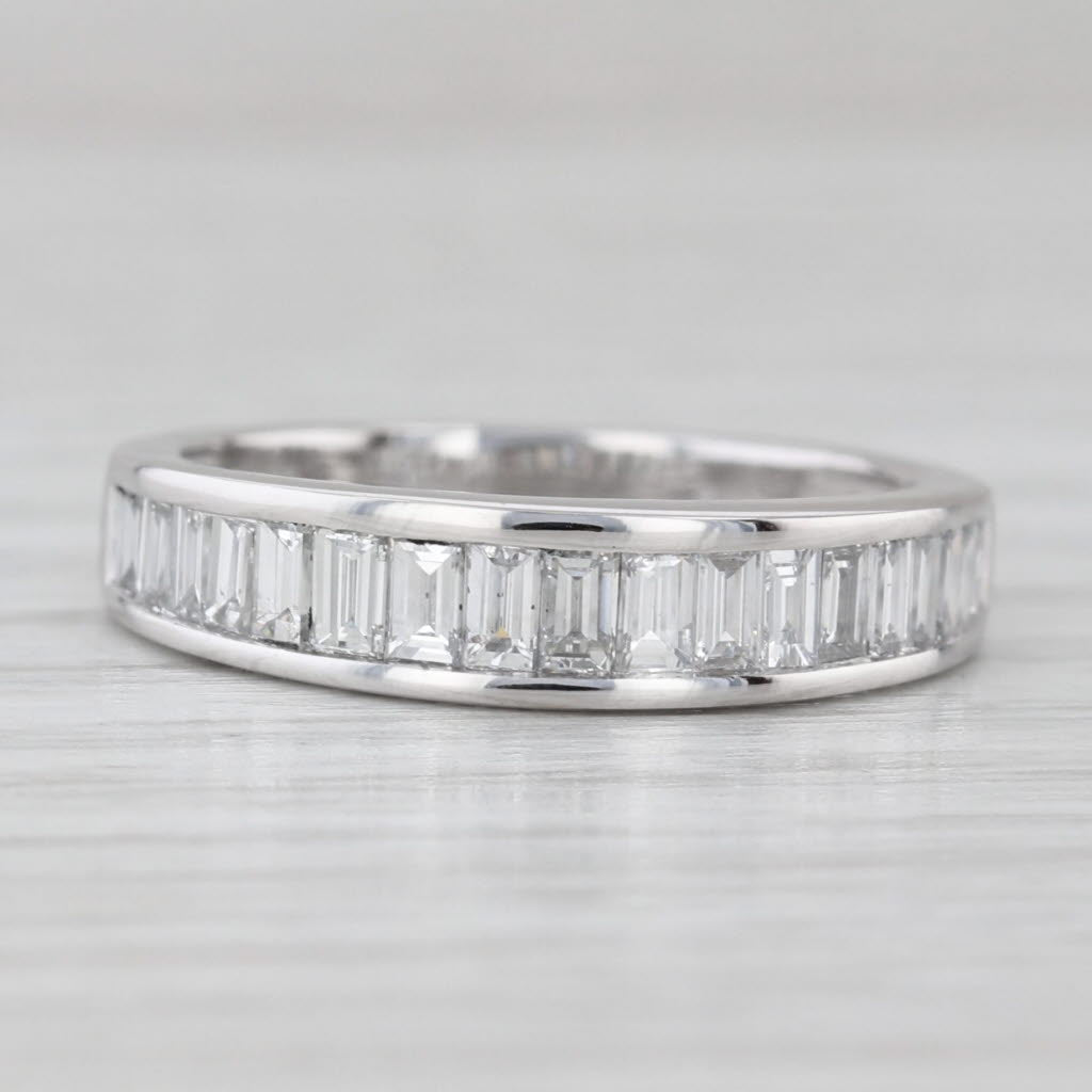 0.90ctw Diamond Wedding Anniversary Band 14k White Gold Size 5.75 Band