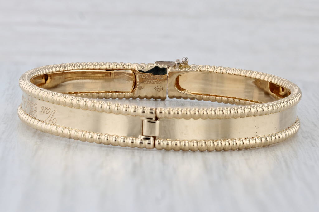 Gray Van Cleef & Arpels Perlee Signature Bangle Bracelet 7" VCA Large 18 Box Papers