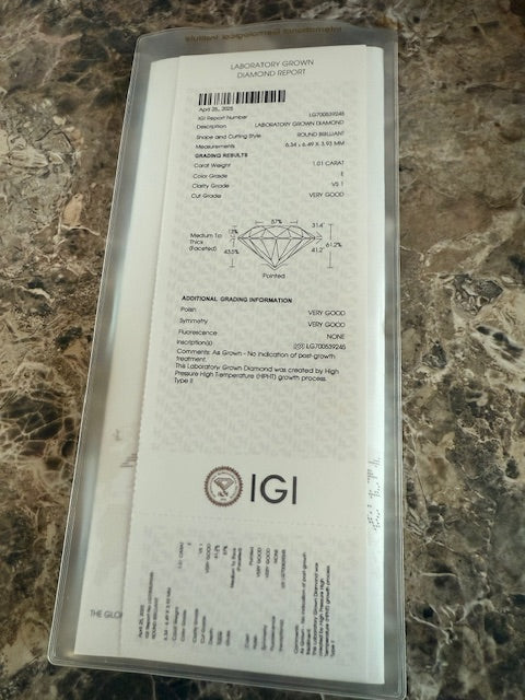 1.39ctw Lab Grown Diamond Halo Engagement Ring 14k White Gold Size 6 IGI