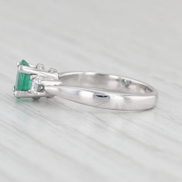 Light Gray 0.47ctw Oval Emerald Diamond Ring 14k White Gold Size 3.5