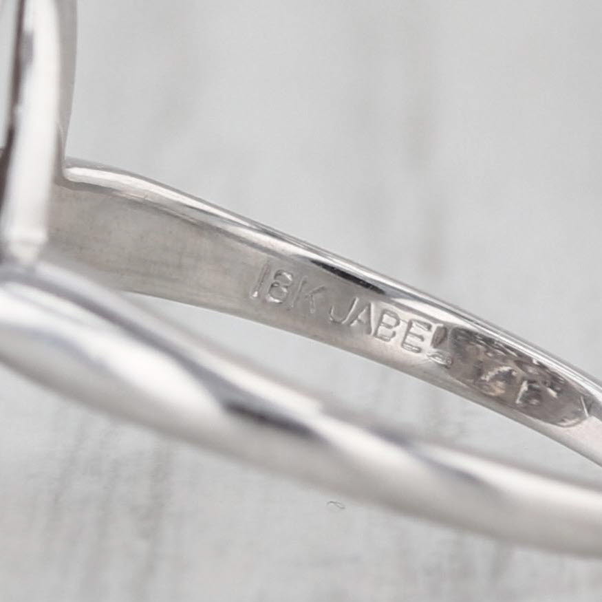 Vintage Jabel 0.48ctw Diamond Engagement Ring 18k White Gold Size 5.5 Cluster