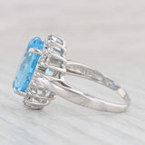 Light Gray 7.73ctw Blue Topaz Diamond Halo Ring 14k White Gold Size 7.5