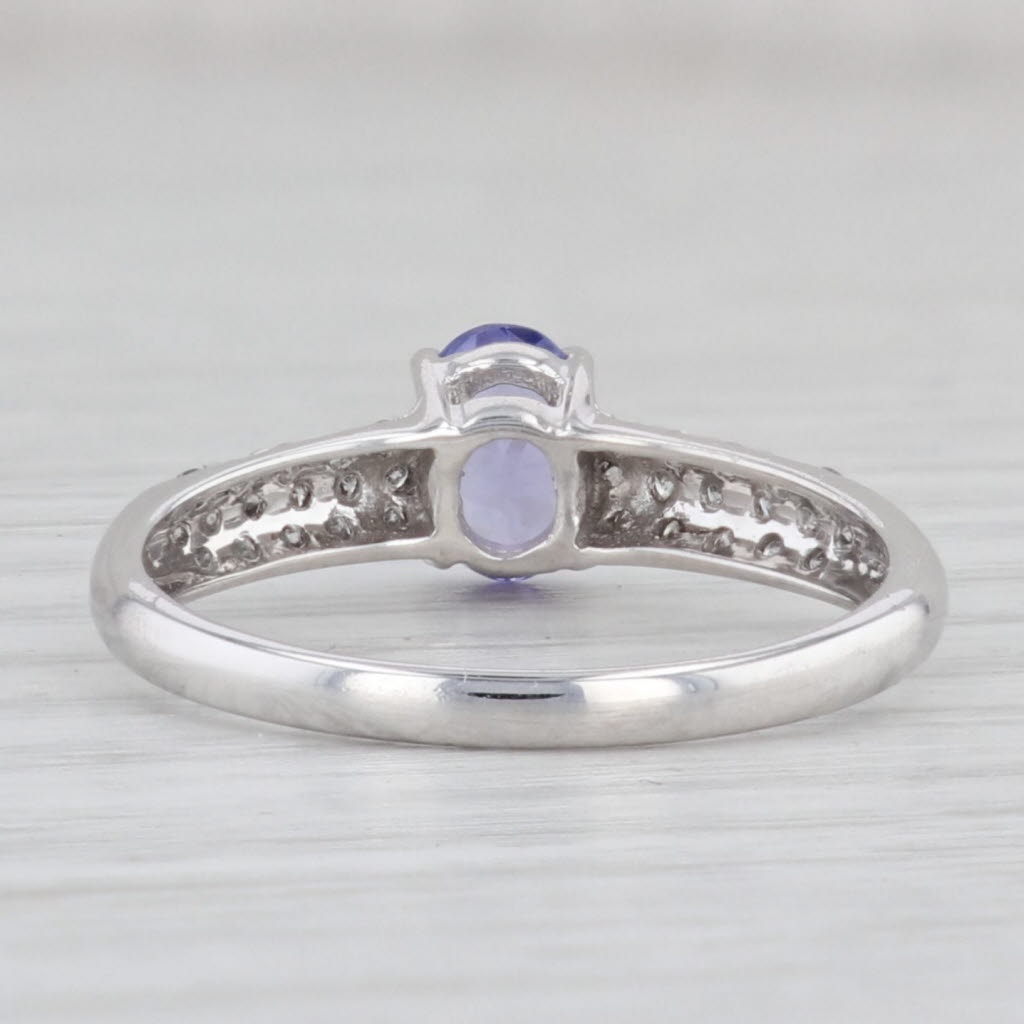 Light Gray 1ctw Oval Tanzanite Diamond Ring 14k White Gold Size 8 Engagement