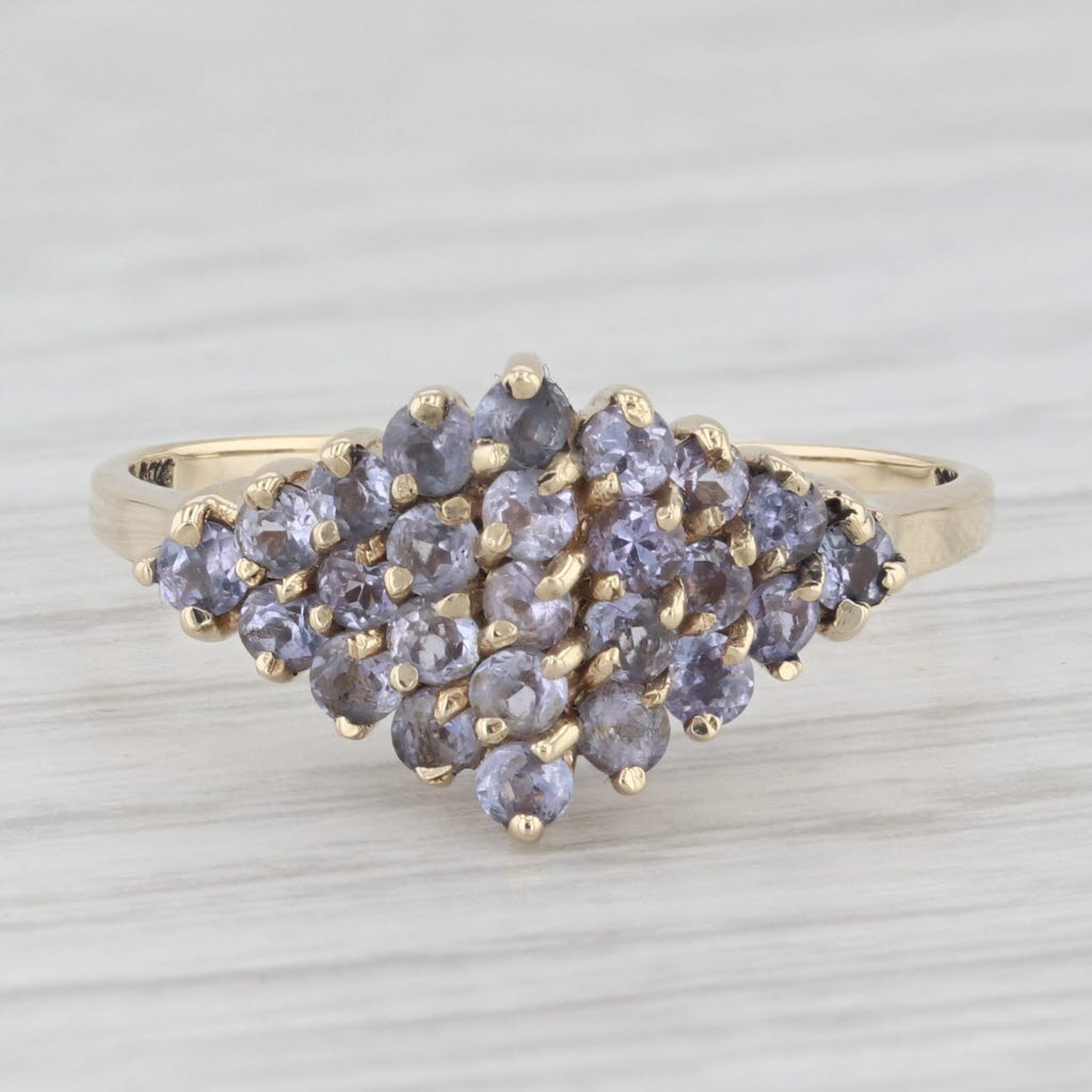 Light Gray 1ctw Tanzanite Cluster Ring 10k Yellow Gold Size 8