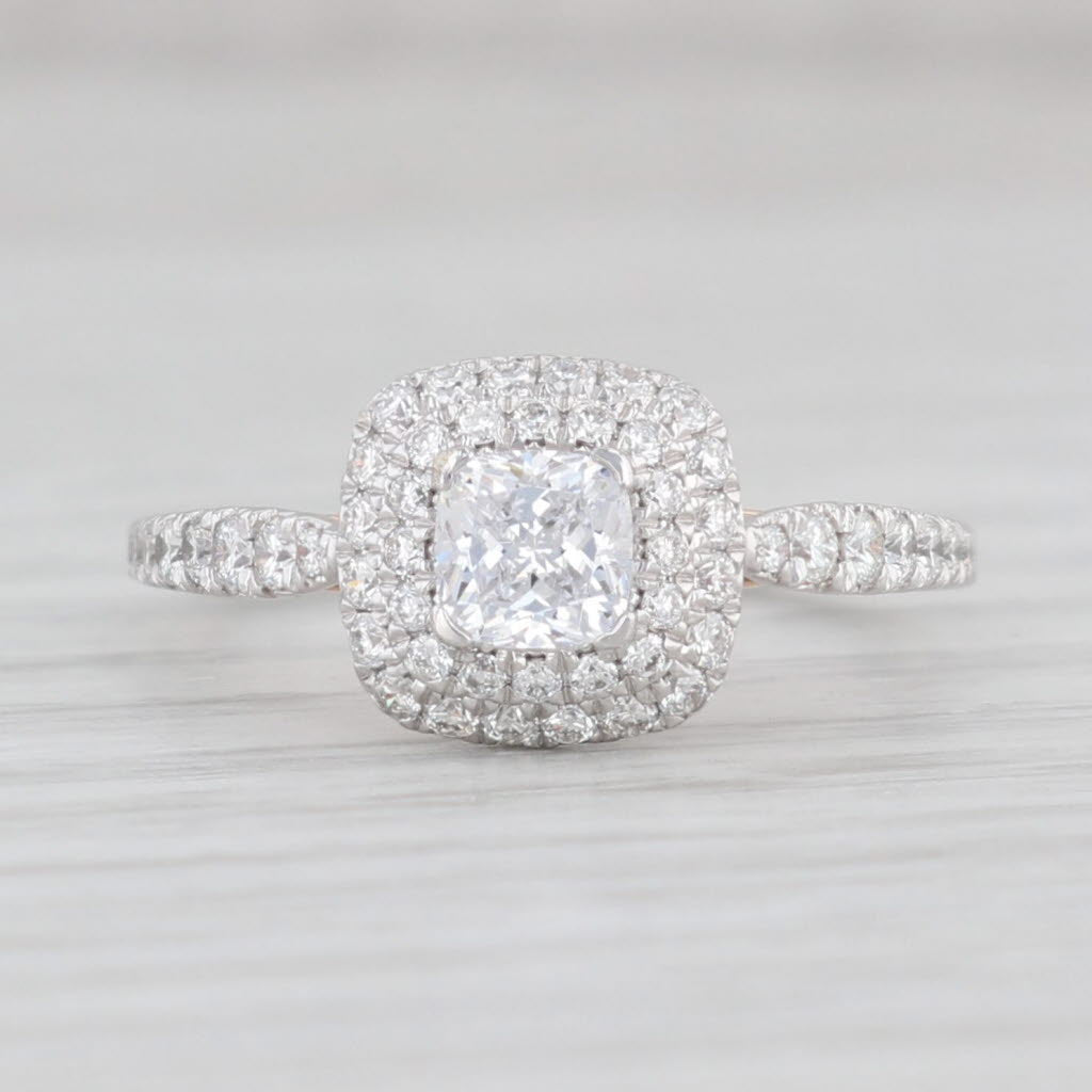 New Princess Semi Mount Diamond Halo Engagement Ring 14k White Rose Gold Sz 6.5