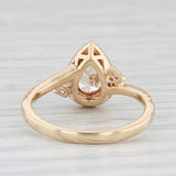 New 1.14ctw Pear Diamond Halo Engagement Ring 14k Yellow Gold Size 6.75 EGL USA