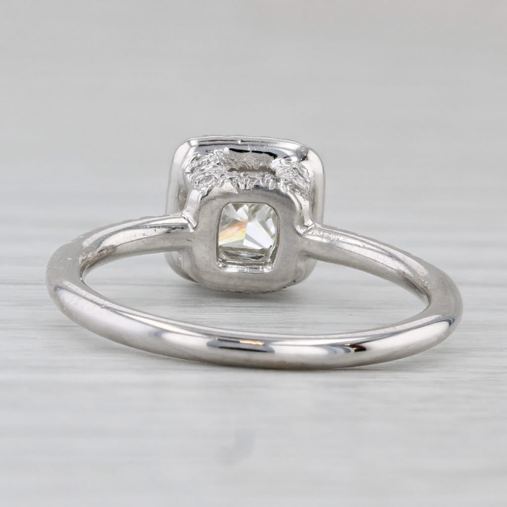 Gray 1.08ctw Diamond Halo Engagement Ring 14k White Gold Size 7 GIA