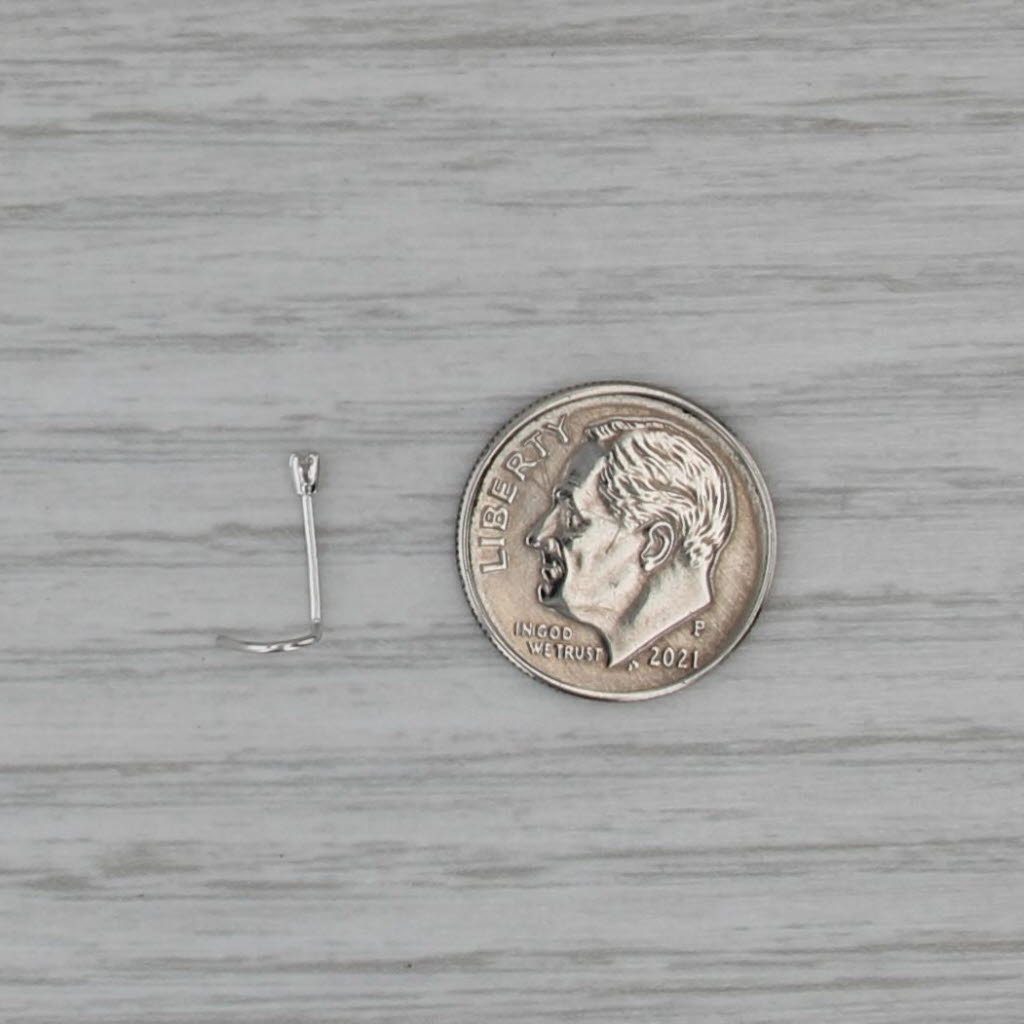 New Diamond Nose Stud 14k White Gold Round Solitaire Curved Post Piercing