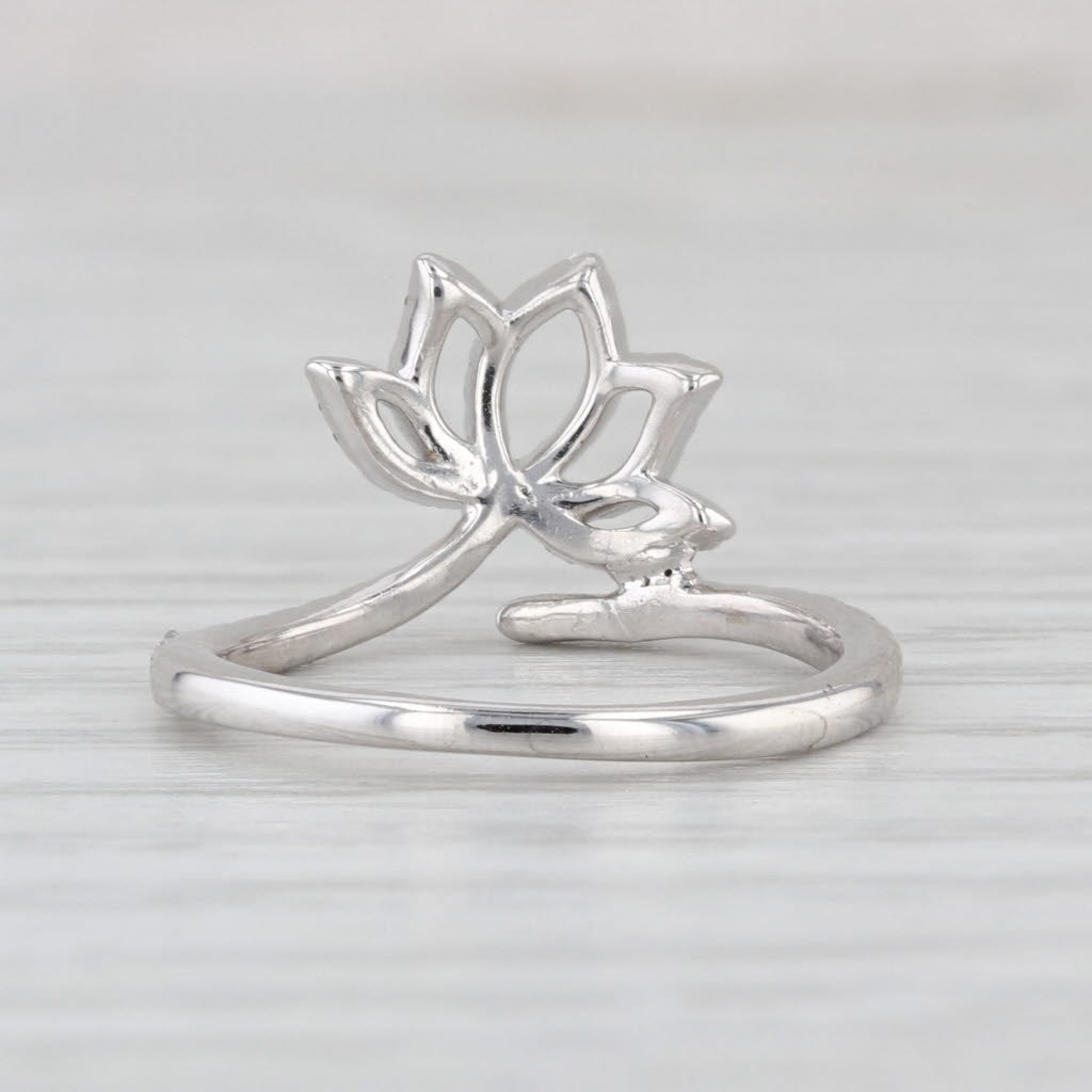 0.16ctw Diamond Flower Bypass Ring 10k White Gold Size 4.75