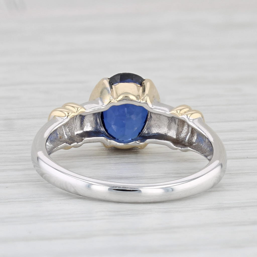 Light Gray 1.75ct Lab Created Blue Sapphire Ring 10k Gold Size 6.5 Oval Solitaire