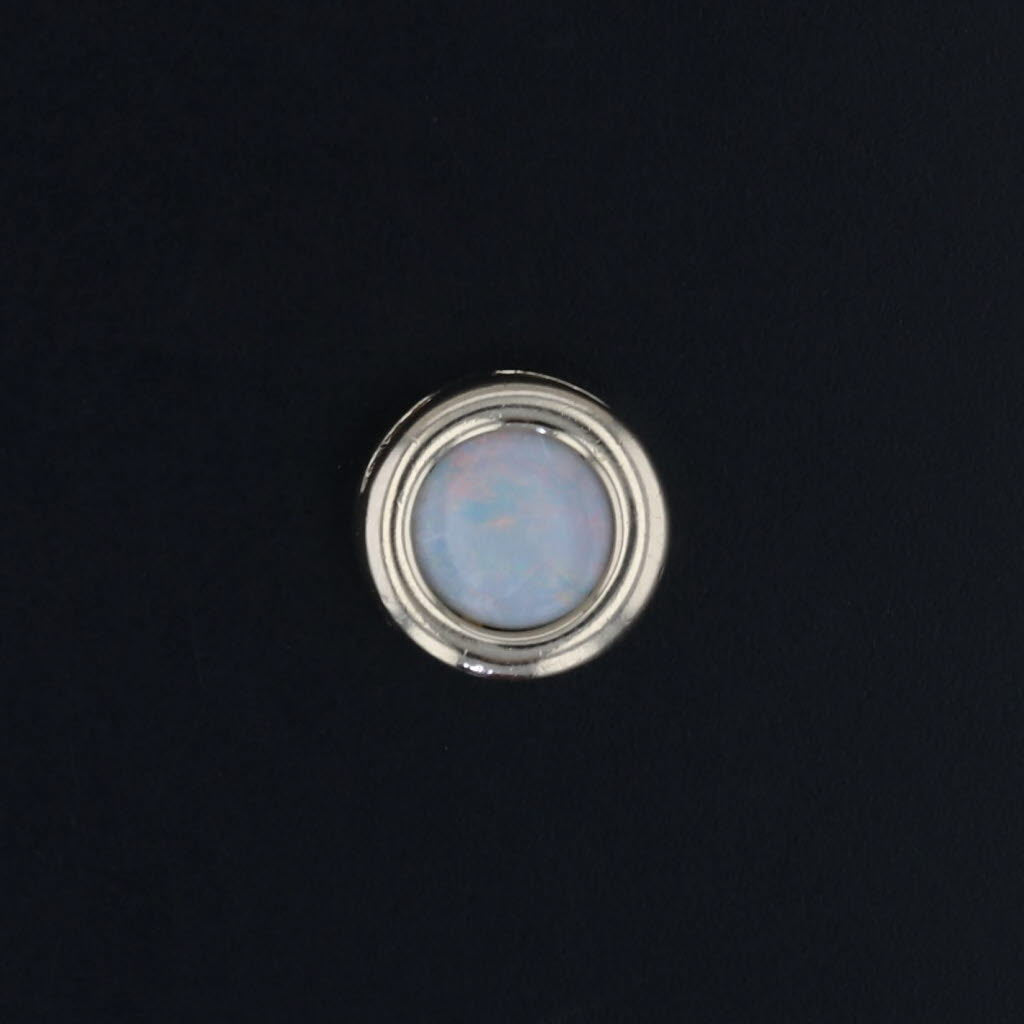 Bezel Set Opal Solitaire Slide Pendant 14k Yellow Gold Round Cabochon