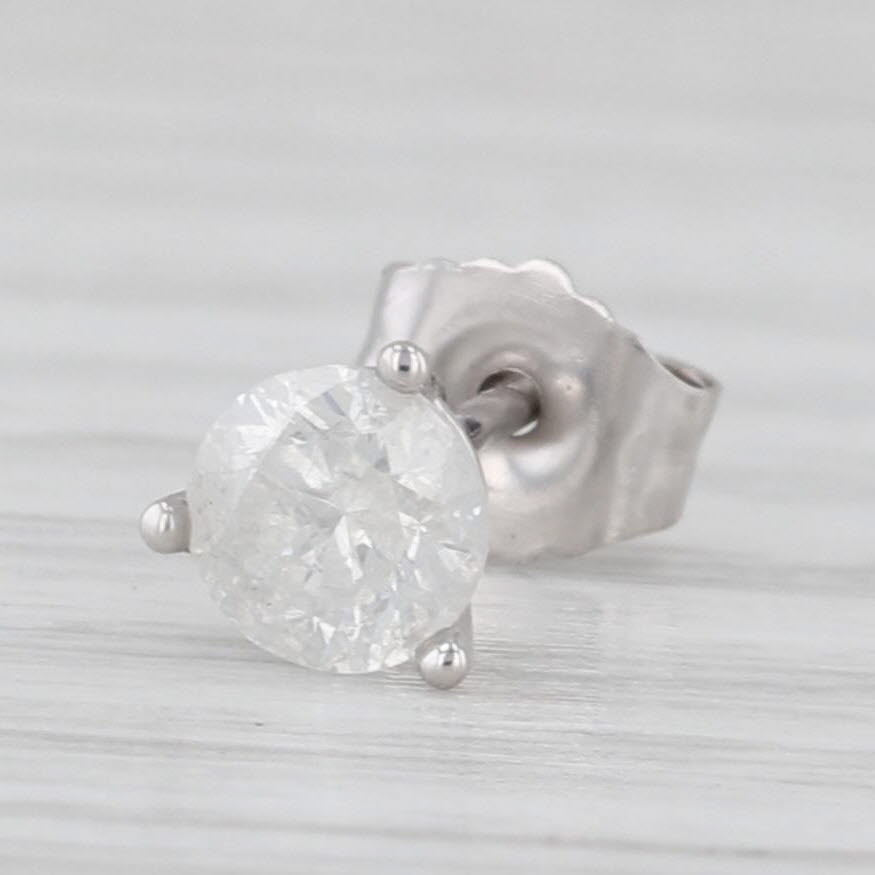 0.29ct Single Diamond Stud Earring 14k White Gold Round Solitaire Studs
