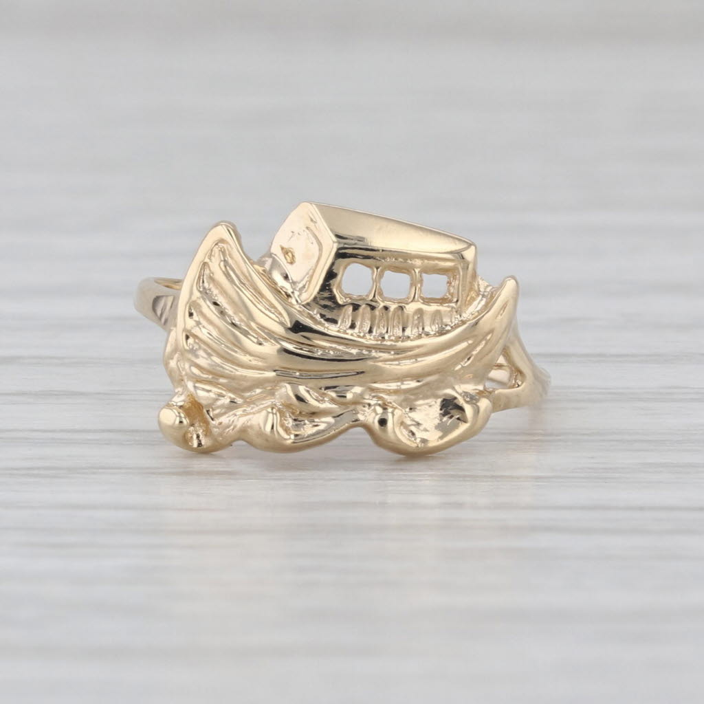 Noah's Ark Ring 10k Yellow Gold Small Size 4 Religious Jewelry