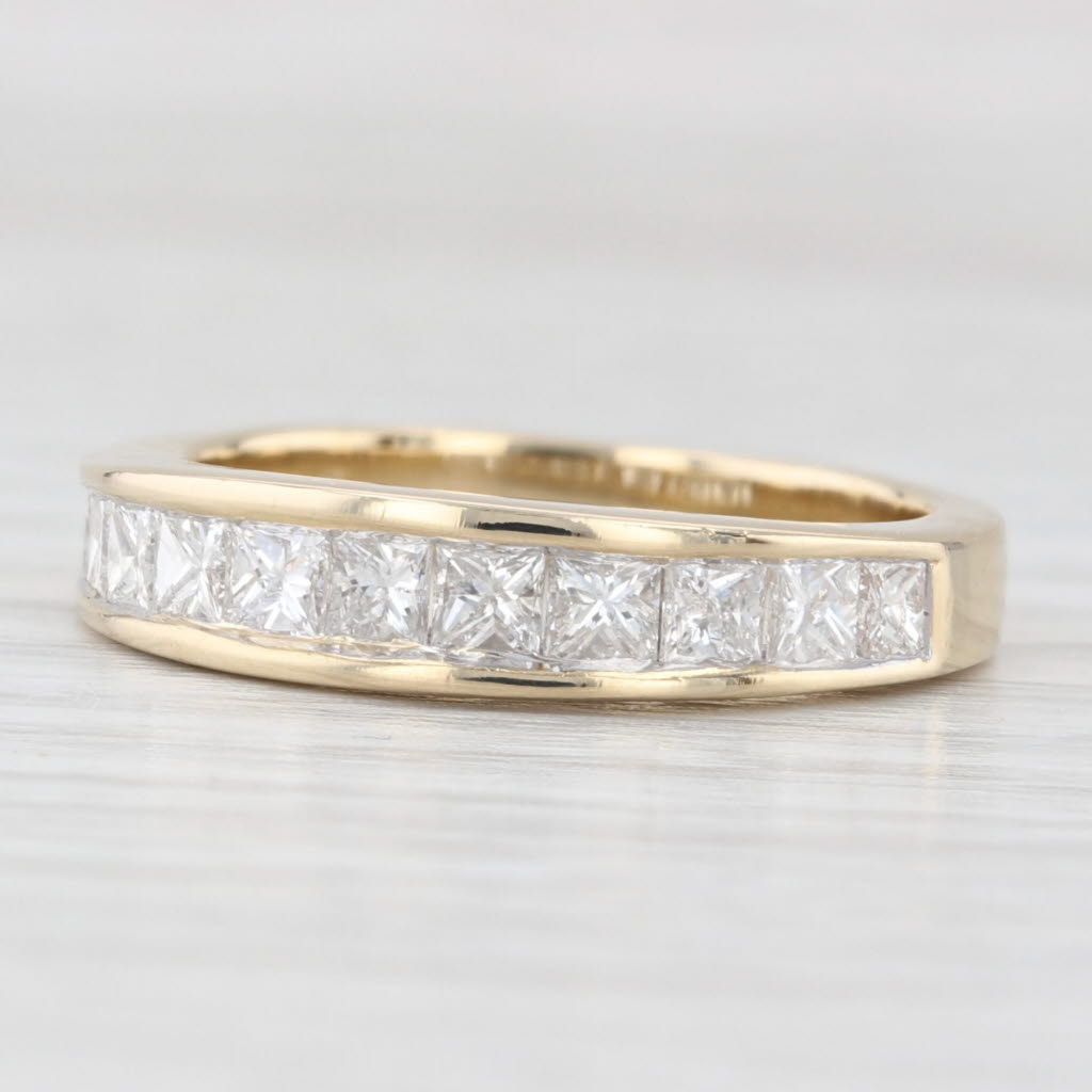 Light Gray 0.90ctw Diamond Wedding Band 14k Yellow Gold Size 7 Stackable Anniversary Ring