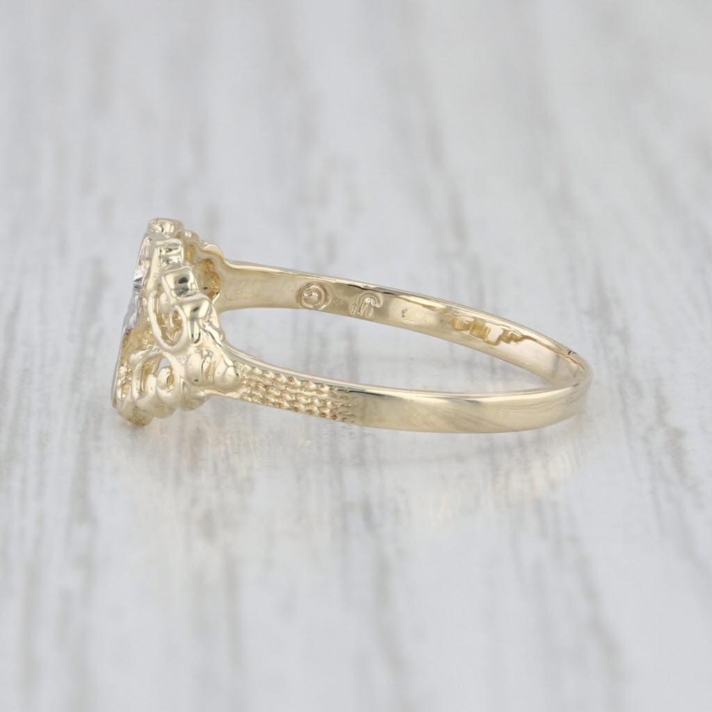 Ornate Cross Ring 10k Yellow White Gold Size 7.5