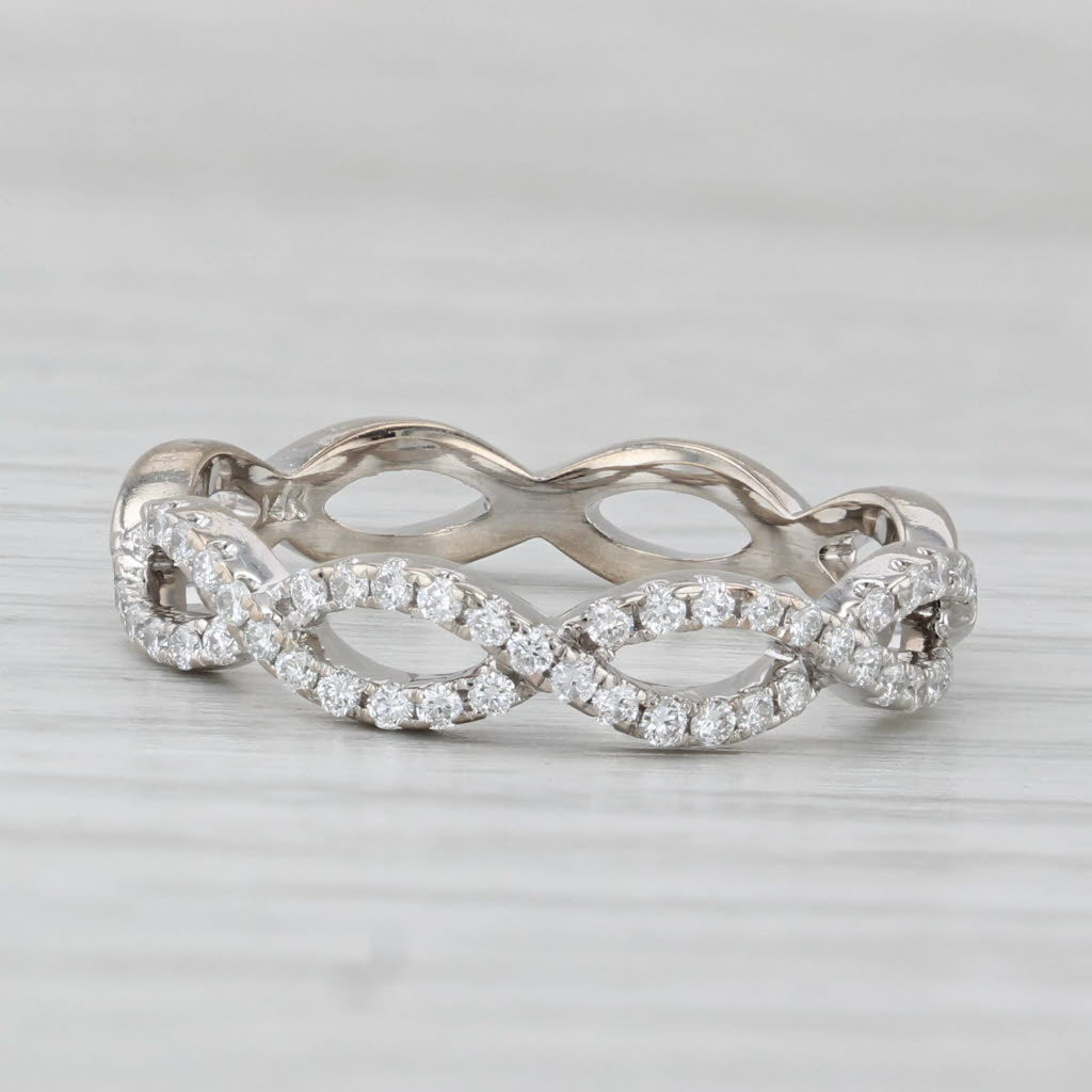 Light Gray 0.23ctw Woven Diamond Ring 14k White Gold Stackable Wedding Band Size 7