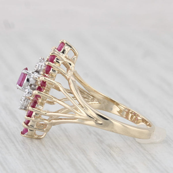0.43ctw Ruby Diamond Cluster Ring 10k Yellow Gold Size 6 Cocktail