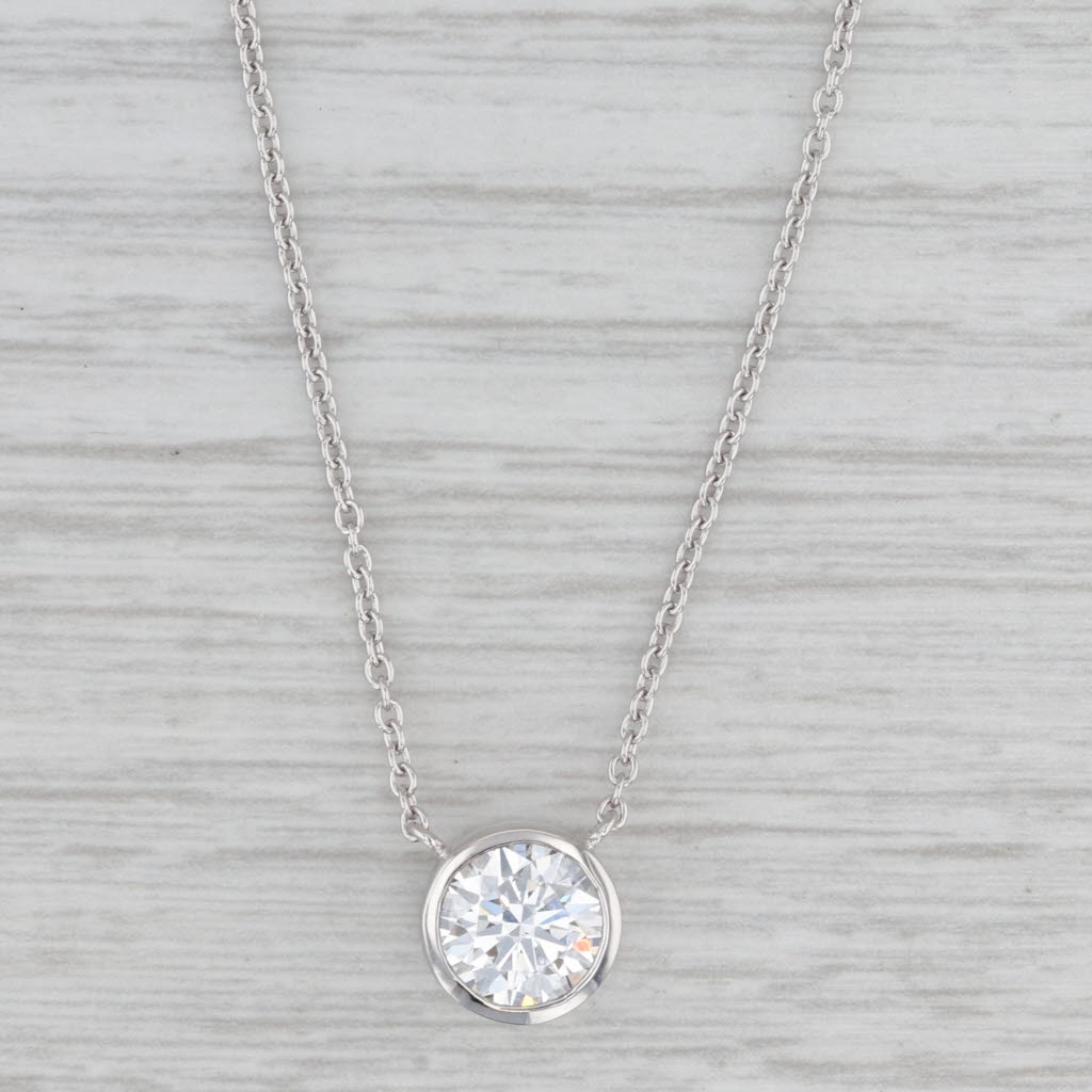 New 1.50ct Lab Grown Diamond Pendant Necklace 14k White Gold 16" 18" E VS1 IGI
