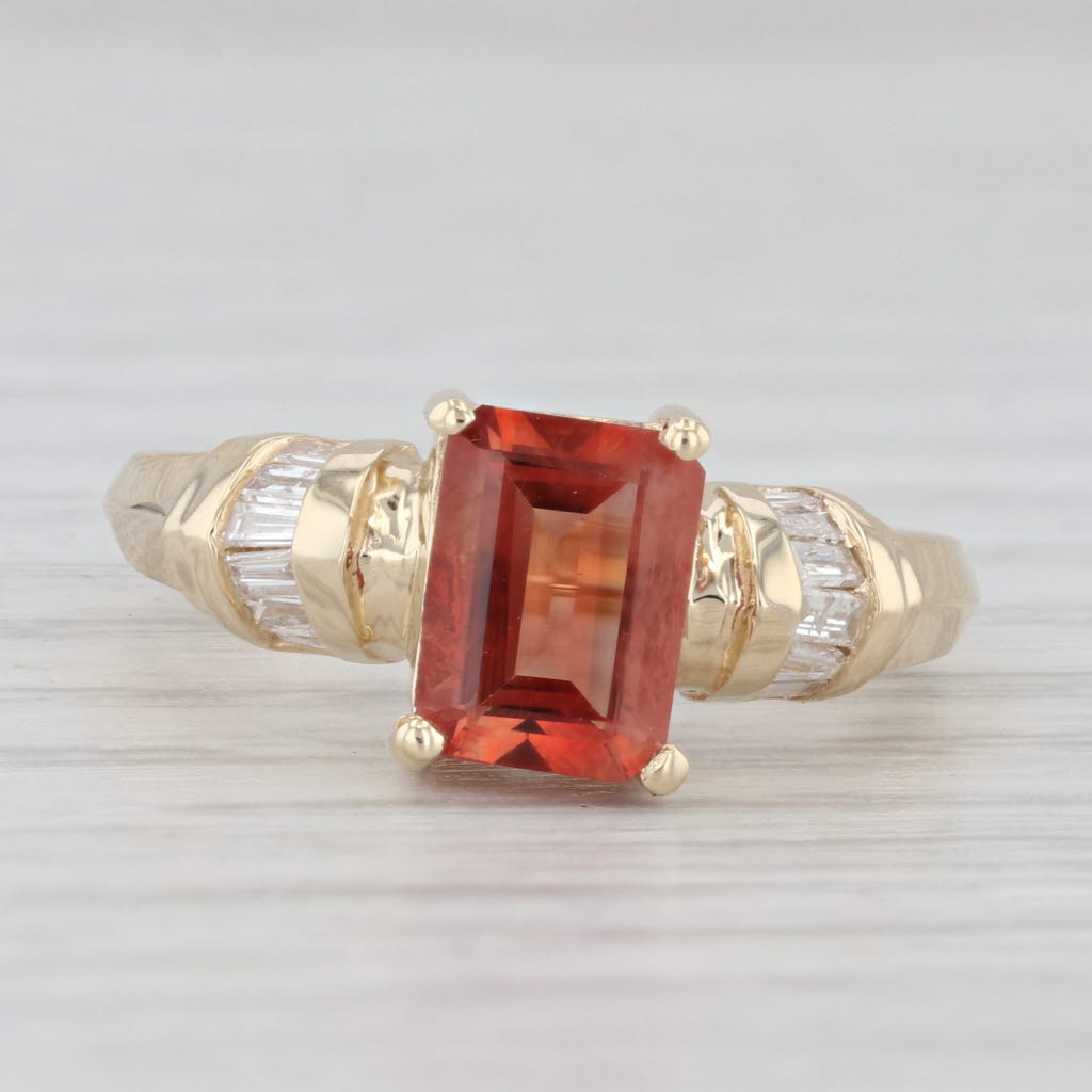 Light Gray 1.44ctw Emerald Cut Sunstone Diamond Ring 10k Yellow Gold Size 6.25