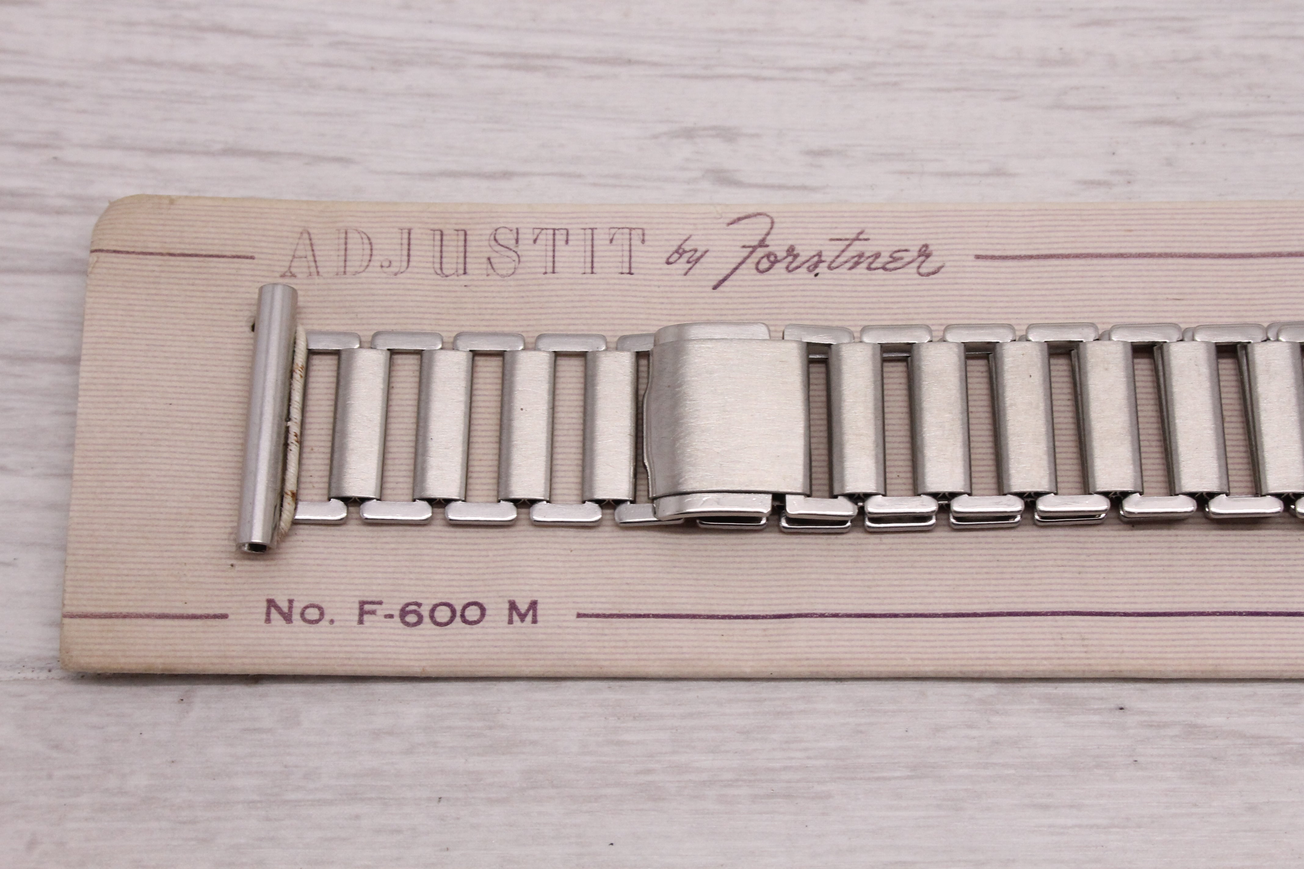 Gray Vintage Forstner Adjustit 19mm Steel Wrist Watch Ladder Bracelet NOS Unworn Band