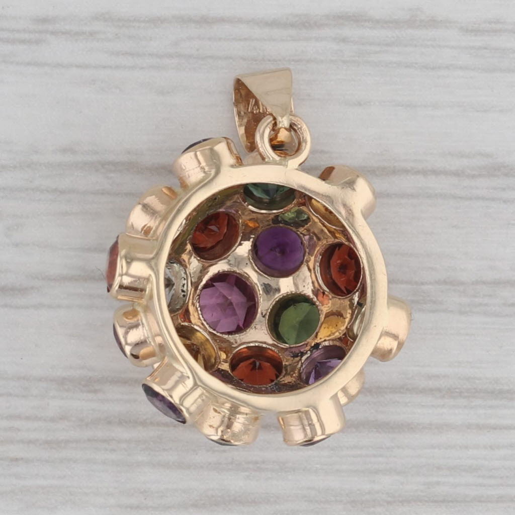 Gray Gemstone Sputnik Pendant 14k Gold Amethyst Citrine Aquamarine Garnet Tourmaline