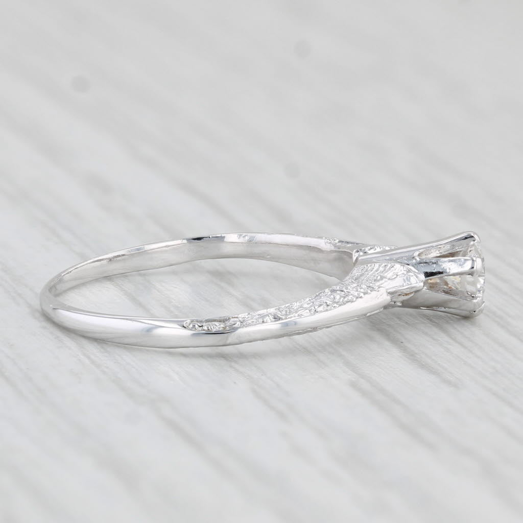 Light Gray 0.20ct Round Diamond Solitaire Ring 14k White Gold Size 6.25