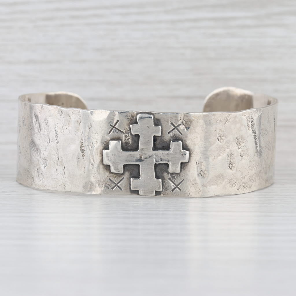 Vintage Cross of Jerusalem Cuff Bracelet Sterling Silver Christy Lea Payne