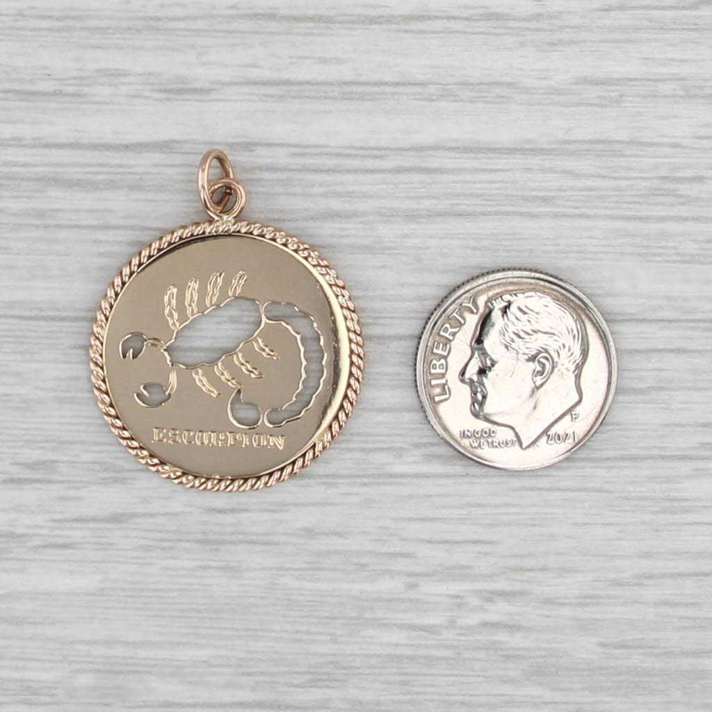 Escorpion Scorpio Zodiac Sign Pendant 18k Gold Astrology Charm Medallion