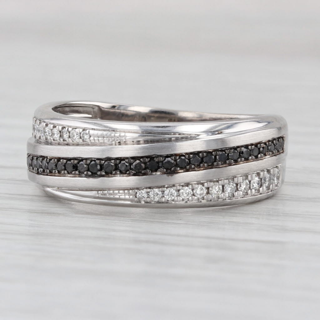 0.33ctw Black White Diamond Wedding Band 10k White Gold Size 10 Ring
