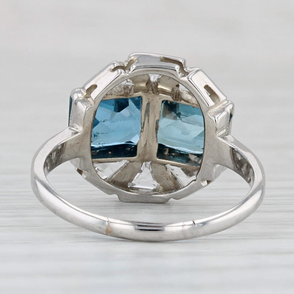 Light Gray Vintage 3.10ctw Lab Created Blue Spinel white Sapphire Ring 14k Gold Size 5.5