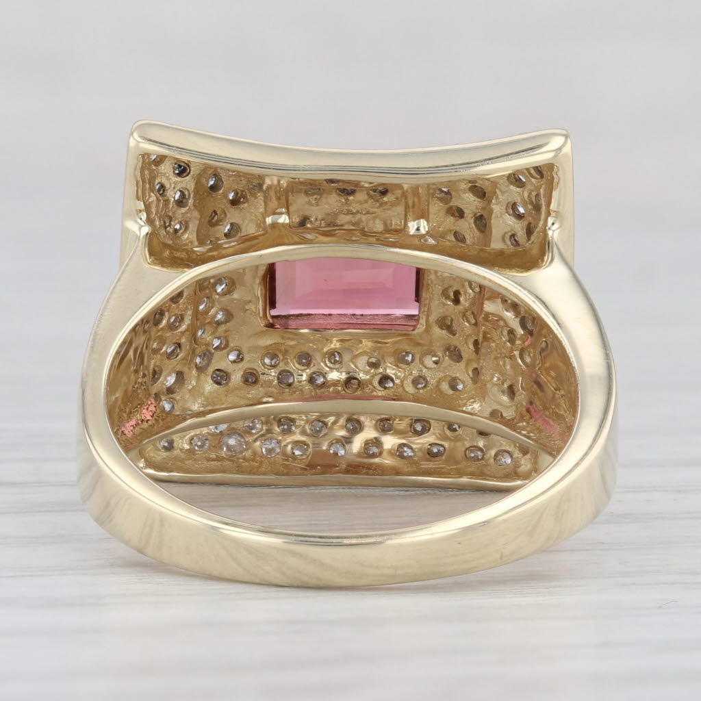 Light Gray 2.15ctw Pink Tourmaline Diamond Halo Ring 14k Gold Size 9 Cocktail